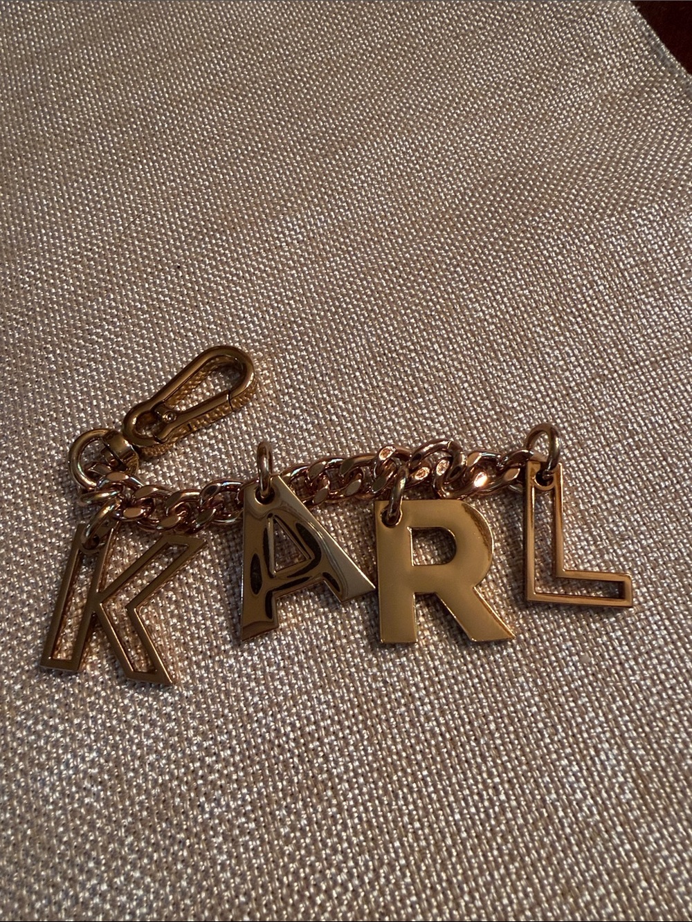 Karl Lagerfeld Authentic  Gold Letter Charm Key Chain with Chain Link - Picture 2 of 8